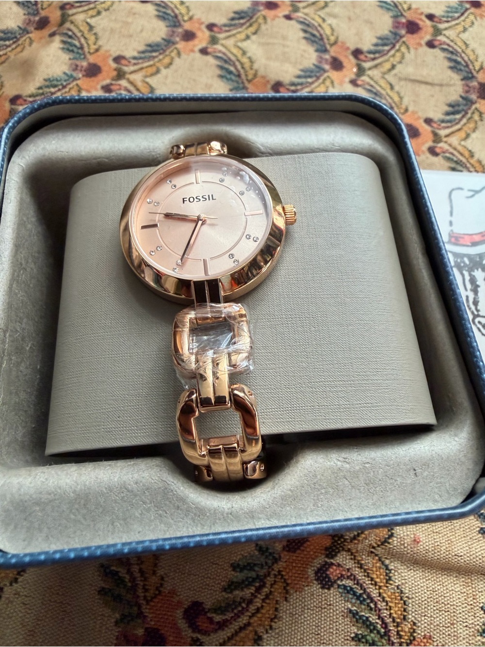 Fossil Rose Gold Link Bracelet Watch New
